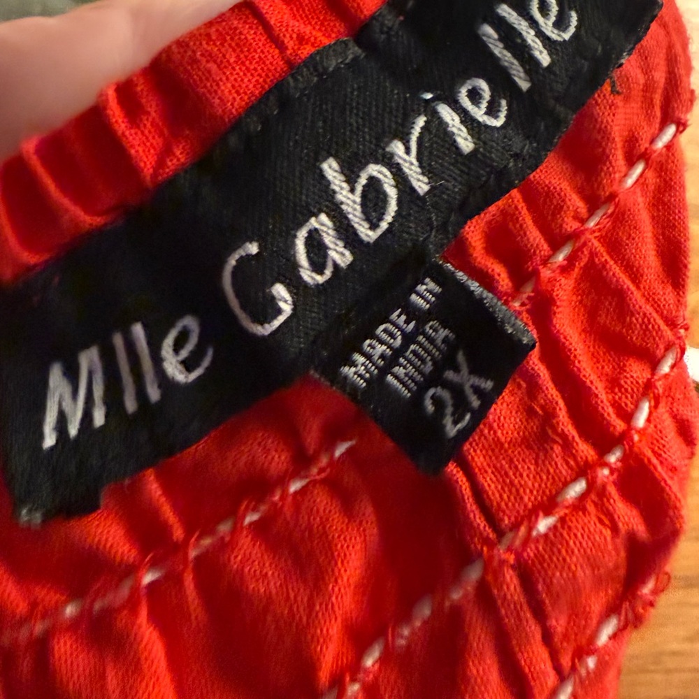 Mlle Gabrielle Red Boho Patchwork Midi Dress 2x S… - image 6